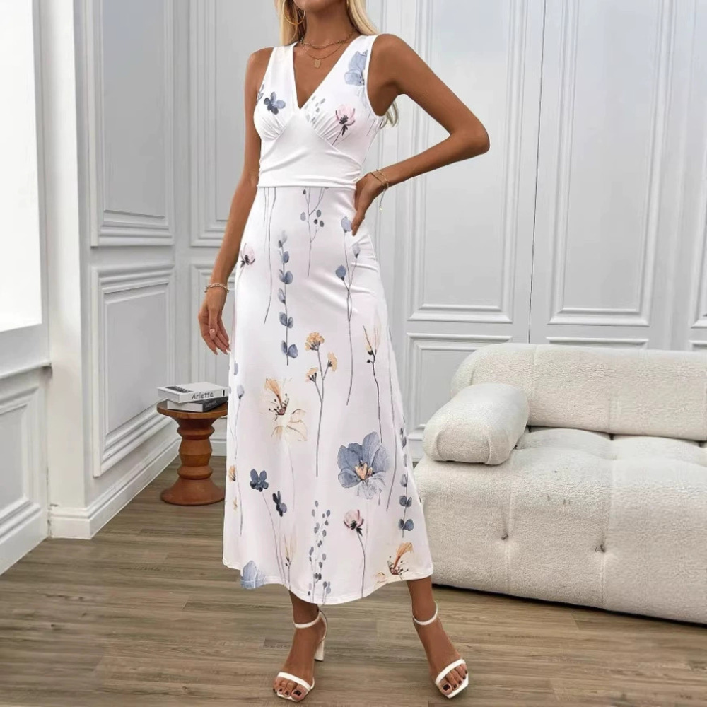 Zara Sleeveless Fitted Midi Dress Digital Print